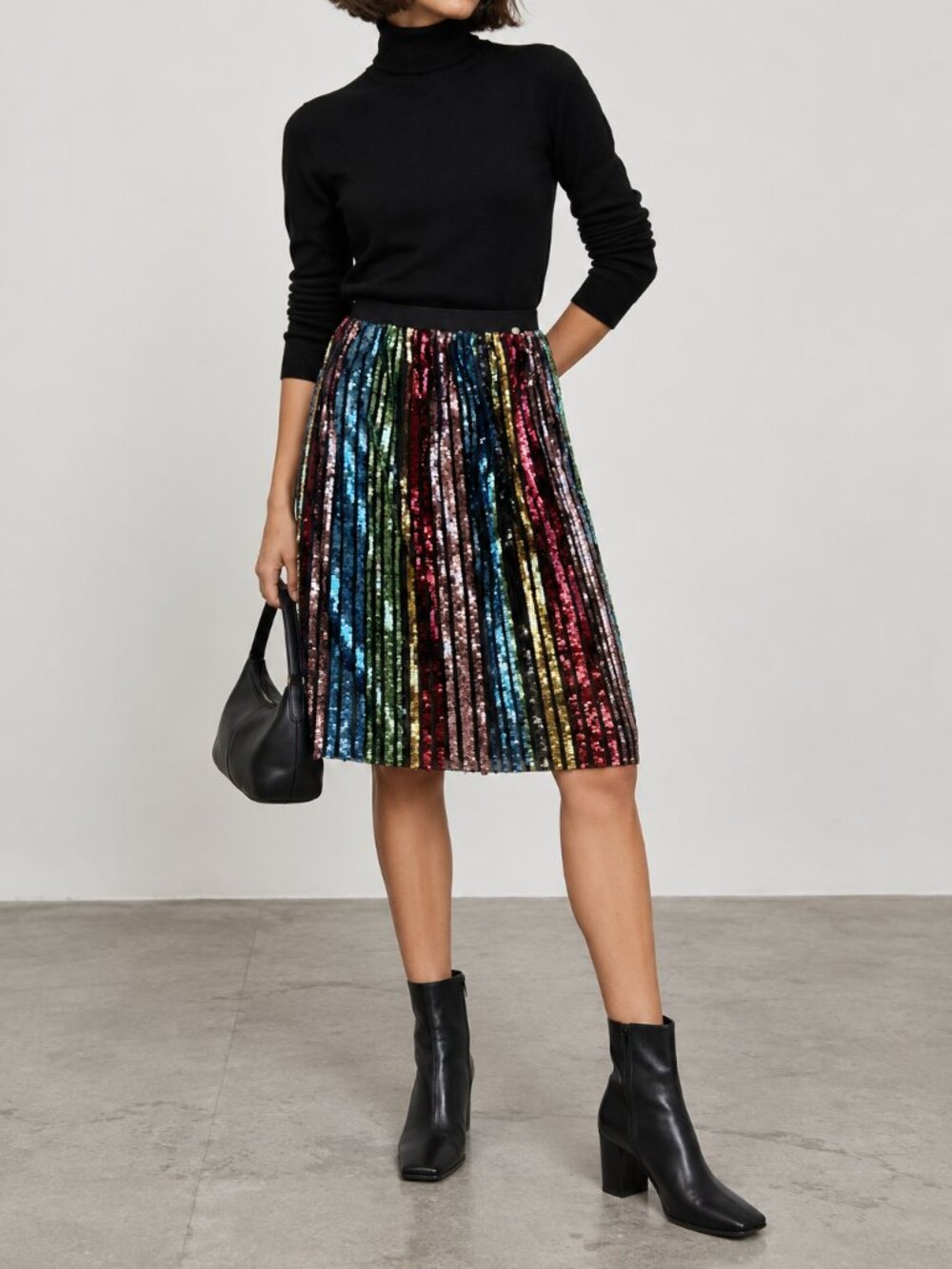Rinascimento Sequin Midi Skirt S Made Italy Disco Glam Party Maximalist Y2K